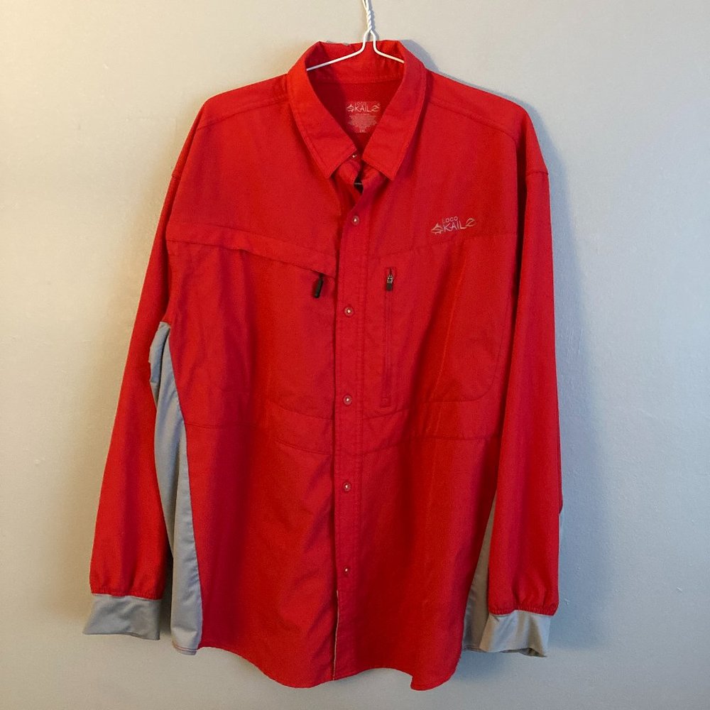 loco kaile 2xl Men’s Fishing Shirt Red Vented Long Sleeve